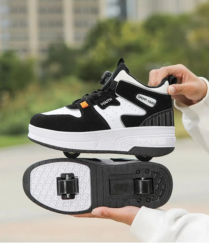 أحذية عصرية بعجلتين، أضف الصوف للدفء في أحذية المشي الشتوية للأطفال، أحذية رياضية خارجية 31-42 هدية للأطفال #4