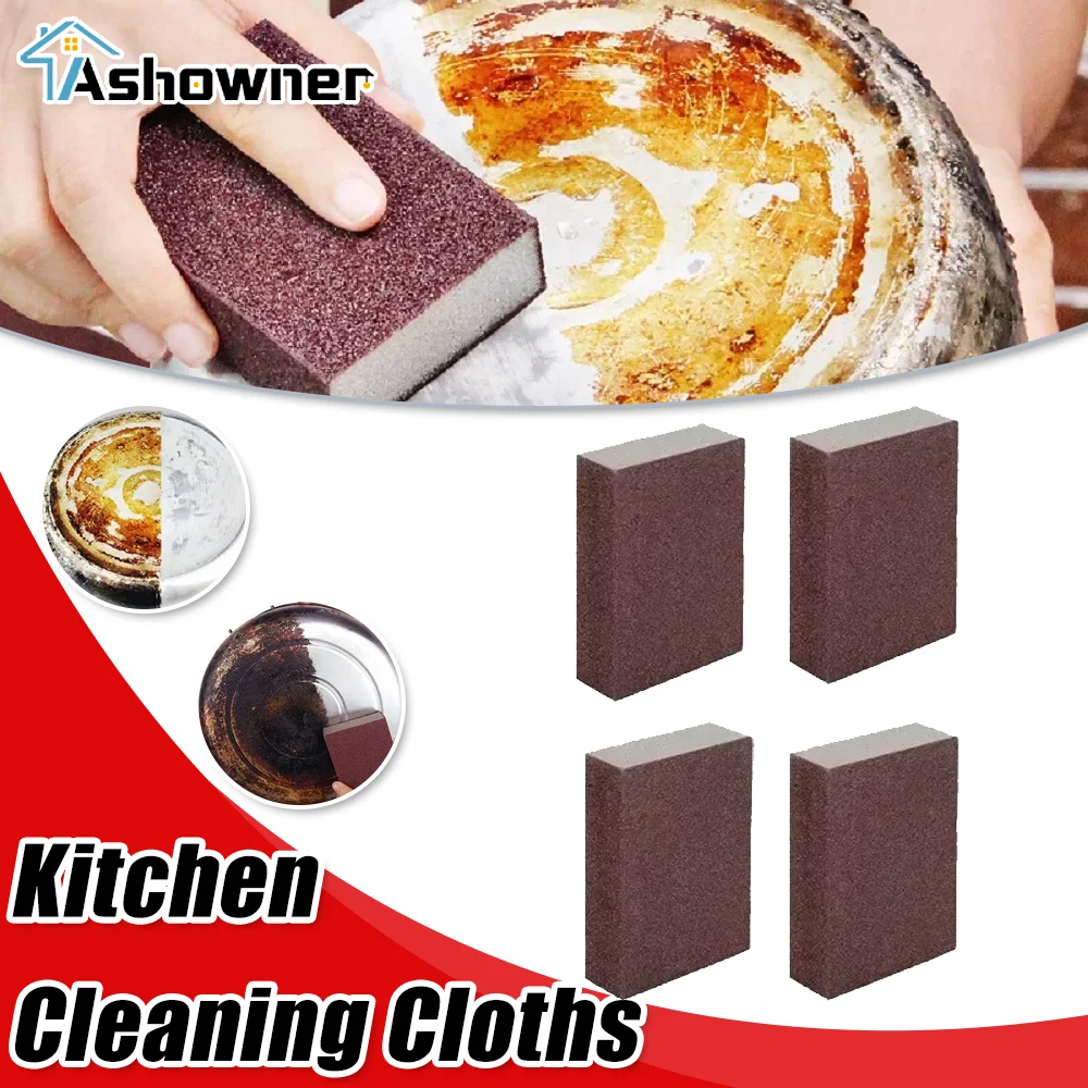 10/20pcs Kitchen Sponge Cleaning Cloths Reusable Sandpaper Cleaning Wipes Pots and Pans Rust Removal Cleaning