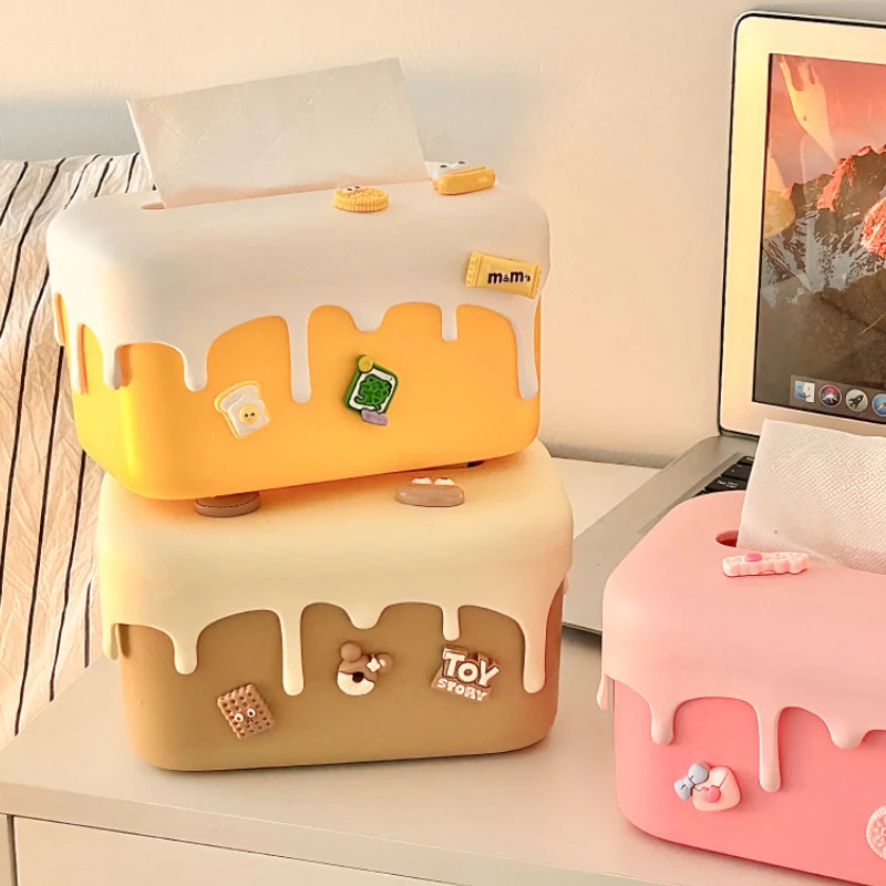 

Cream Cake Tissue Box Living Room High-grade Light Luxury Art Exquisite Creative Table Storage Paper Box