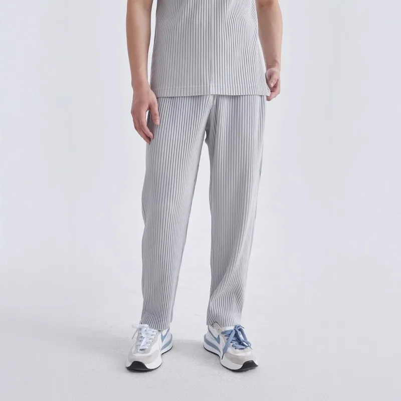 Miyake Pleated Men's Suit 2025 Fall New Draped Loose Jacket+Wide-Leg Pressure Pleated Straight Pants Summer Casual Western Pants