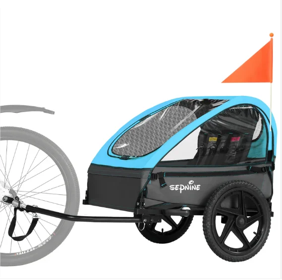 

SEPNINE BT609 Child Trailer 16 Inch Air Tires Alloy Steel Frame Reflective Strips Safety Flag For Outdoor
