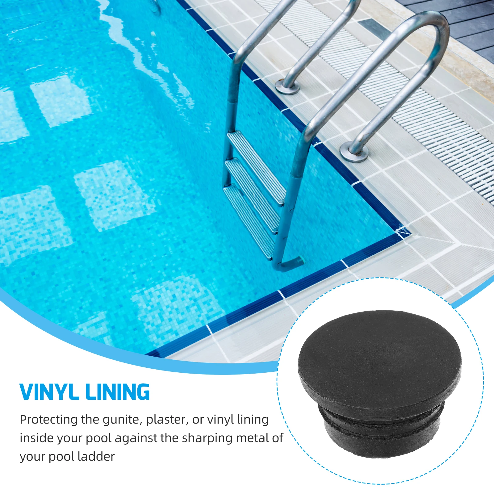 2pcs Durable Swimming Pool Rubber Stopper Plug for Ladder Replacement Non Slip Long Service Life Easy Install Pool Ladder