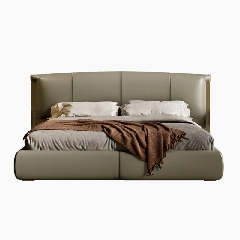 

Italian light luxury leather bed, master bedroom double wedding bed