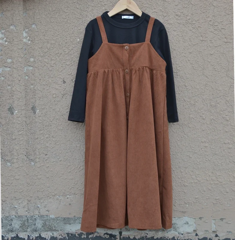 

2 To 18 Years , New 2024 Autumn Spring Girls Dresses Corduroy Party Clothing Children Sleeveless Dress Fashionable Kids Cotton C