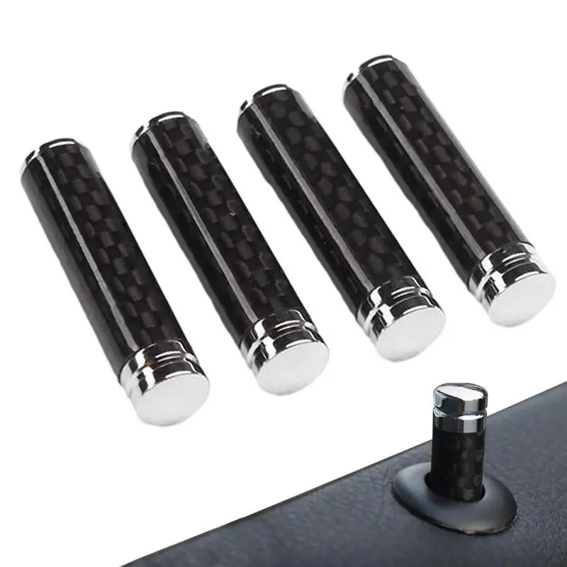 Car Door Lock Knobs 4Pcs Carbon Fiber Auto Door Lock Pin Cover Door Bolt Lock Pin Auto Truck Interior Car tools  Accessories