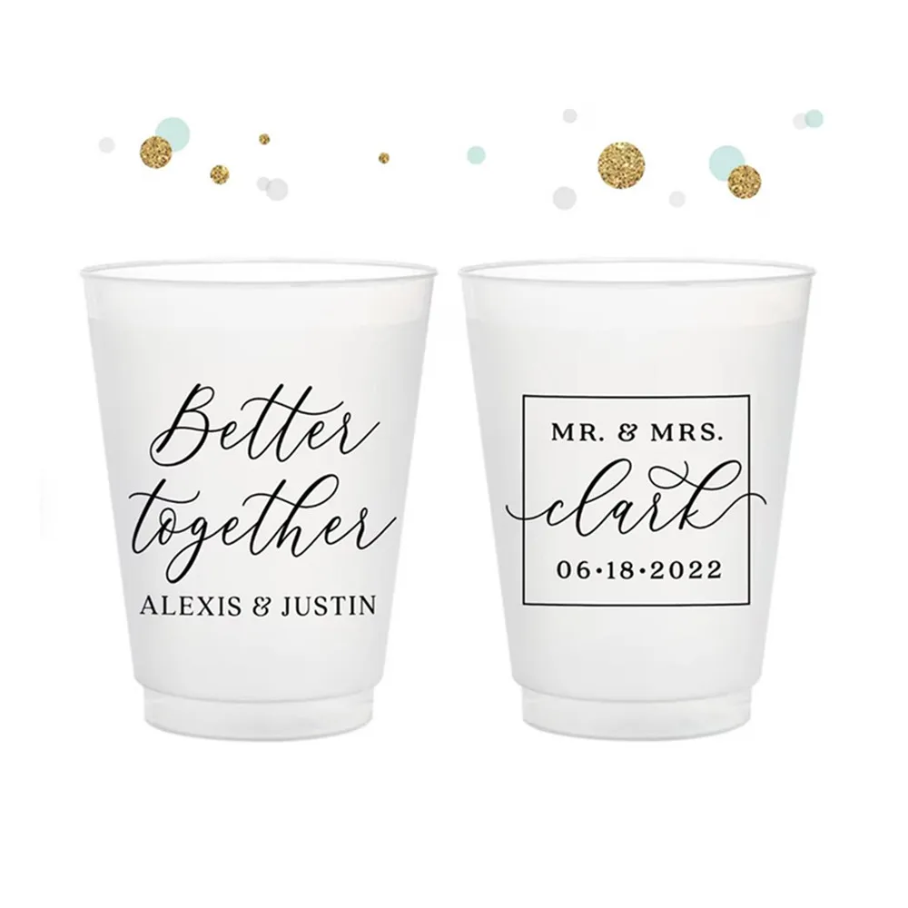 

Better Together - 12oz or 16oz Frosted Unbreakable Plastic Cup - Custom - Bridal Wedding Favor, Wedding Cup, Party Cups, Pa