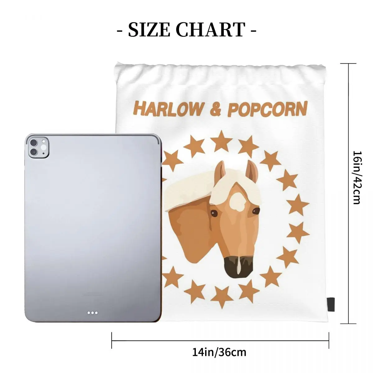 Harlow And Popcorn Merch Popcorn The Pony Backpacks Drawstring Bags Drawstring Bundle Pocket Sports Bag Book Bags For Man Woman