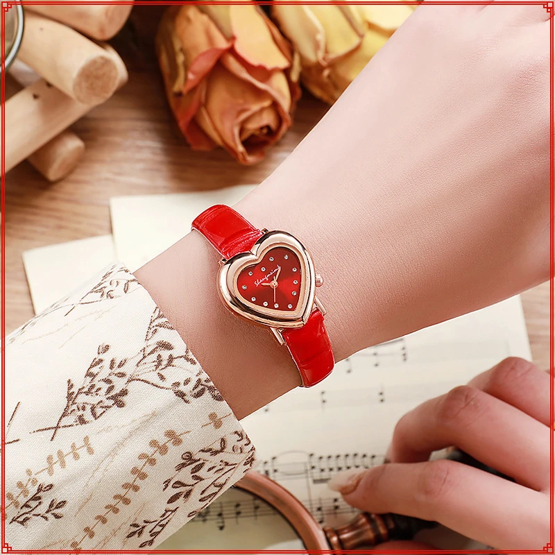 

Watch Women's Fashion Simple Temperament Retro Love Heart-shaped Quartz Watch Compact Student Women's Fashion Luxury Gift