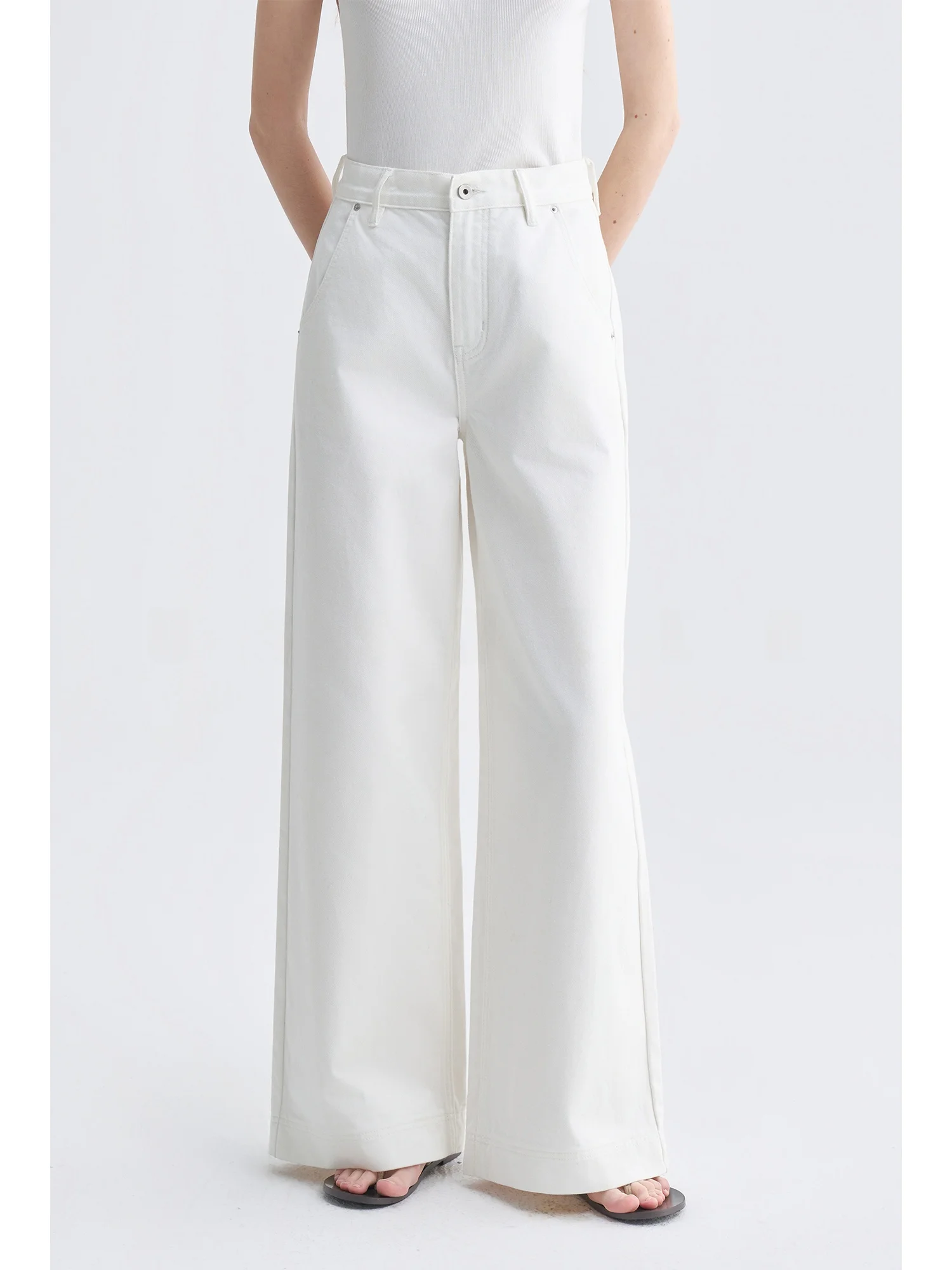 

Джинсы женские прямого кроя с высокой талией и широкими штанинами, свободные, стройнящие, белые, для повседневной носки, весенние, женские джинсы