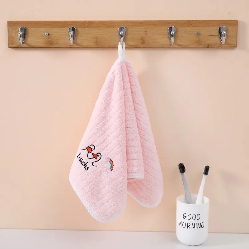 Cute Hand Towels Bathroom Towels with Hanging Loop Microfiber Coral Fleece Absorbent for Kitchen Bathroom Bedroom