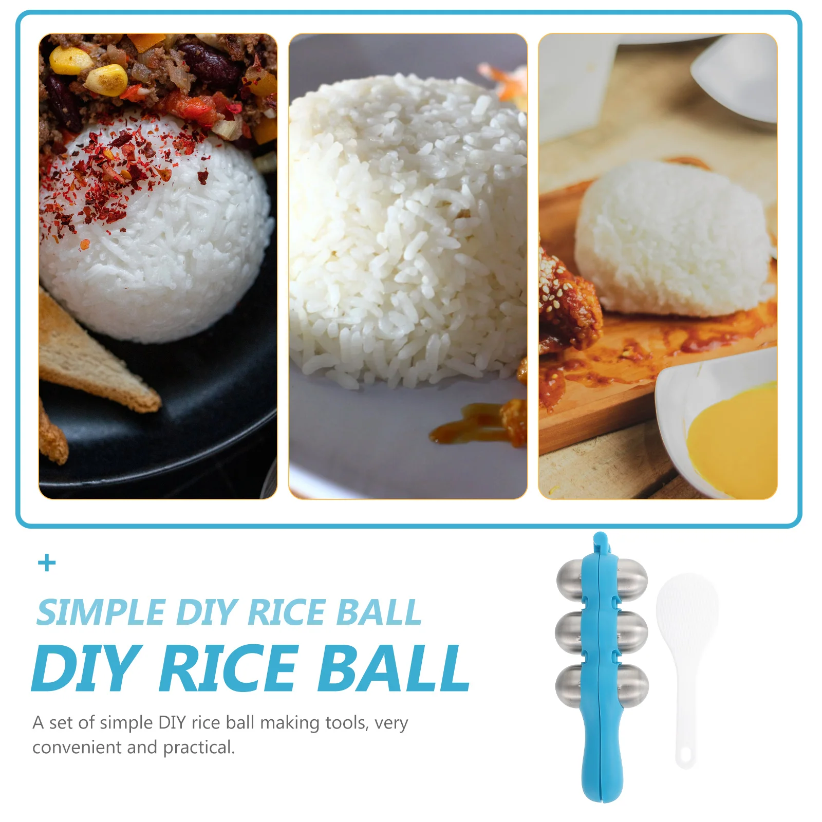 

1Set Rice Ball Mold Lightweight Stainless Steel DIY Rice Ball Maker Kitchen Accessories Convenient Bento Making Tool Practical