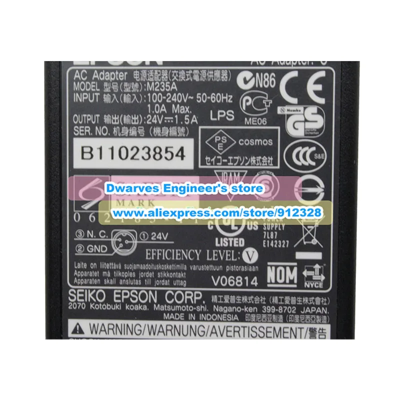 Imagem -03 - Adaptador ac Genuíno para Epson Pinos Carregador de Alimentação 24v 1.5a 36w M235a M235b Tm-u220 Tm-u288 Tm-t88ii M235b