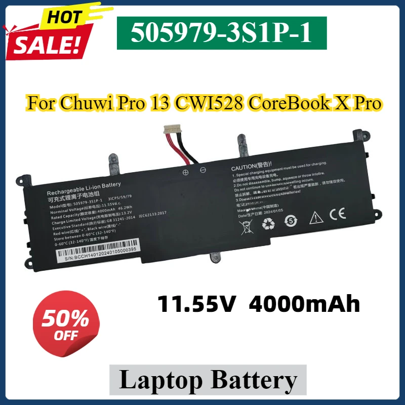 

New 505979-3S1P-1 Laptop Battery for Chuwi Pro 13 CWI528 CoreBook X Pro CWI530 CWI536 X14 CWI529 3ICP5/59/79 628467-3S1P-3