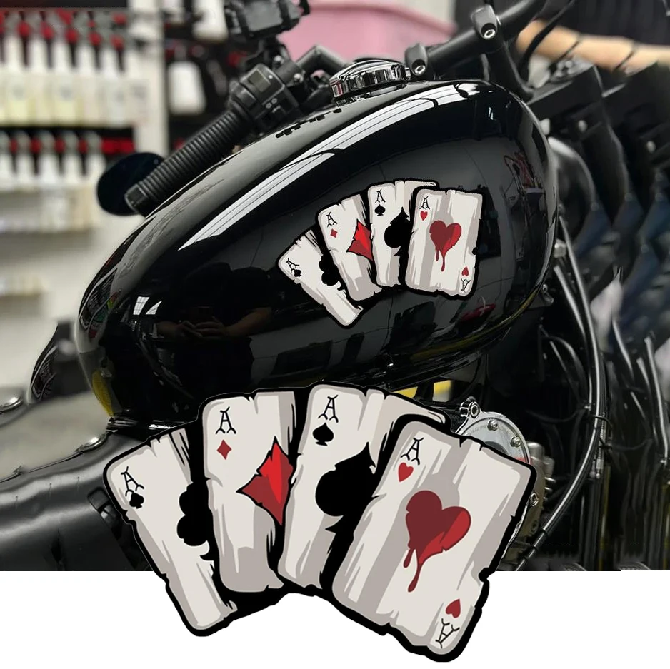 Motorcycle Poker Spades A Pattern Decals Motocross Fuel Tank Cafe Racer Body Car Windows Funny Decoration Playing Card Stickers