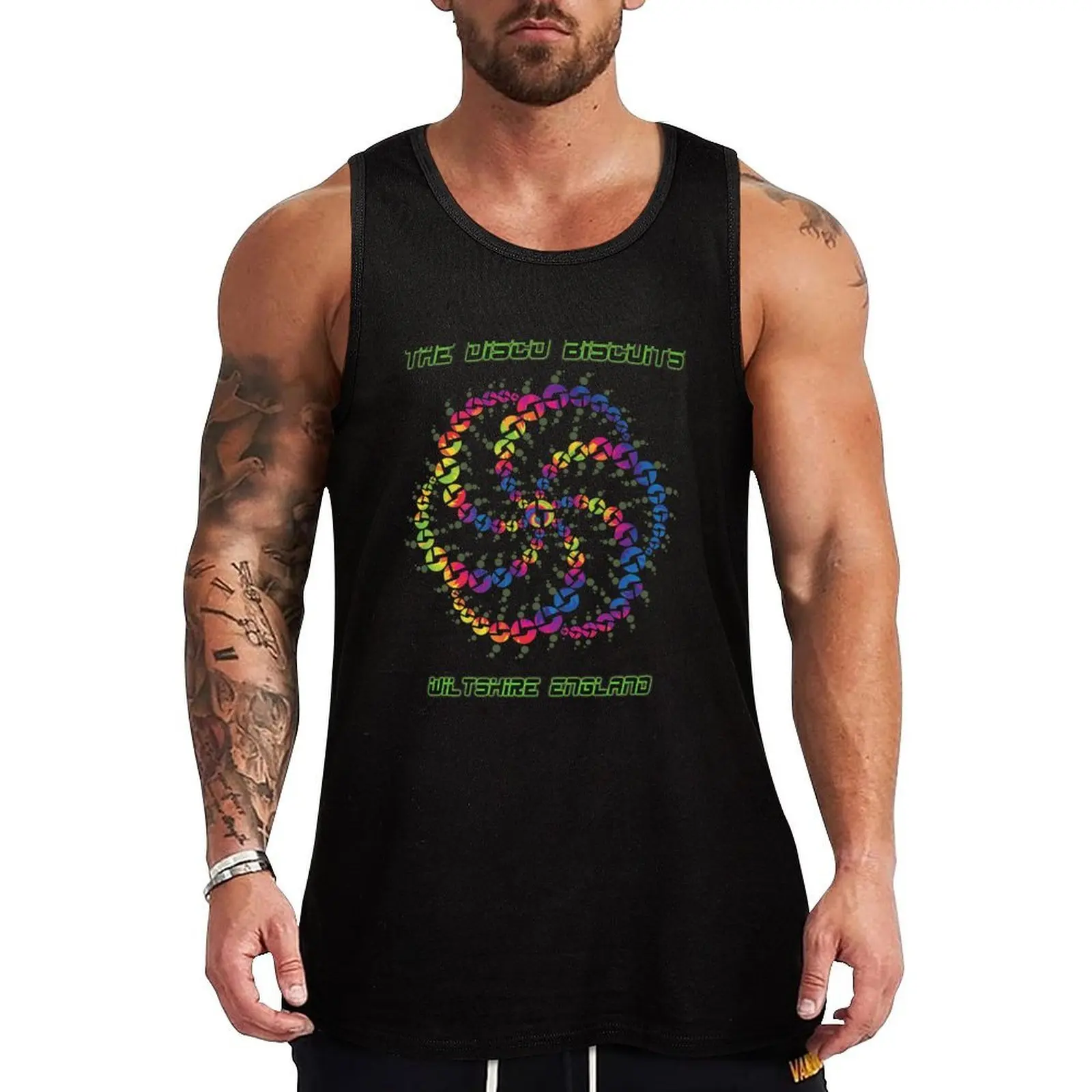 

The Disco Biscuits Crop Circle Tank Top Men's singlets bodybuilding men clothes Man sleeveless shirt