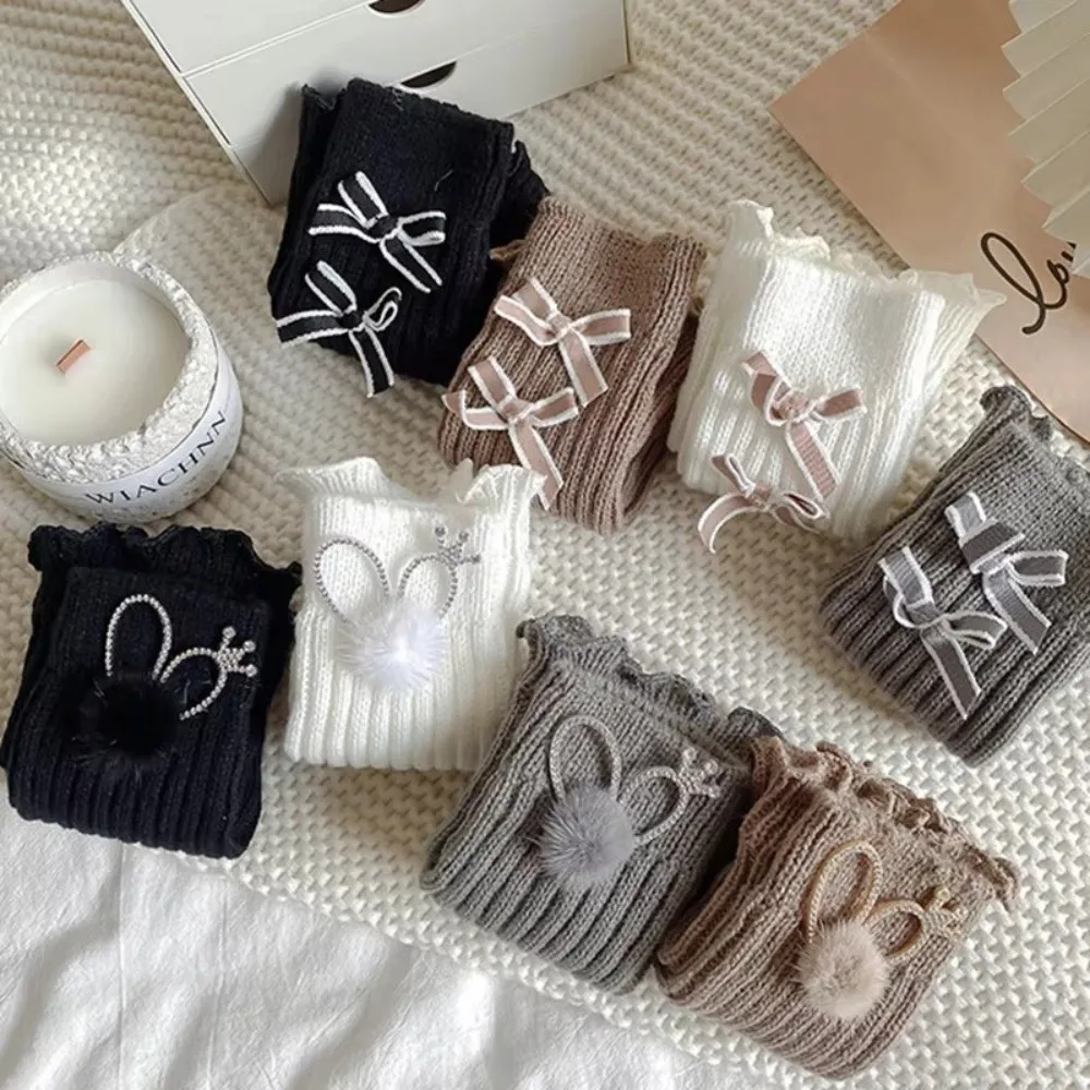 Cute Rabbit Ear Leg Warmers Socks Ball Ruffles Warm Leg Cover Children's Long Socks Soft Cotton Children Pile Sock Y2k Girls