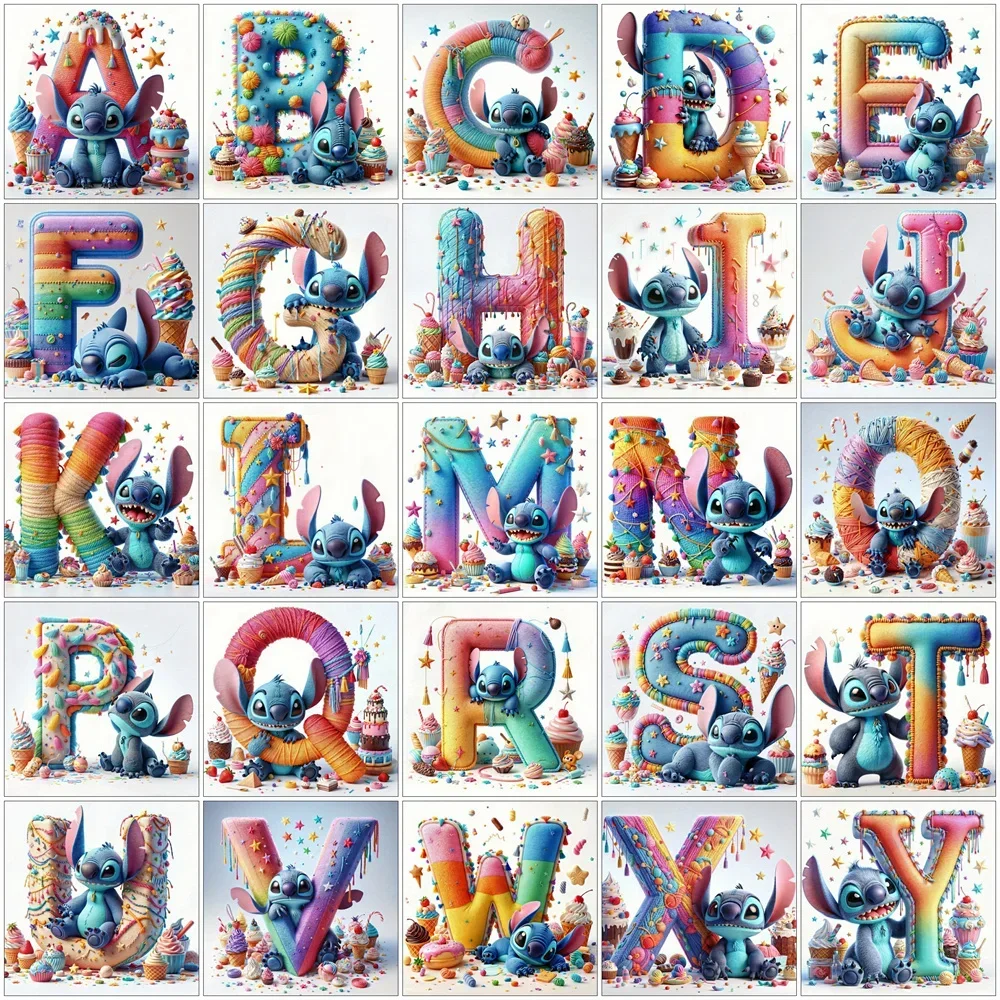 

Полный набор Disney, мультяшная алмазная вышивка, картина, новинка, 26 букв, вышивка, мороженое, распродажа, красочный декор для детской комнаты