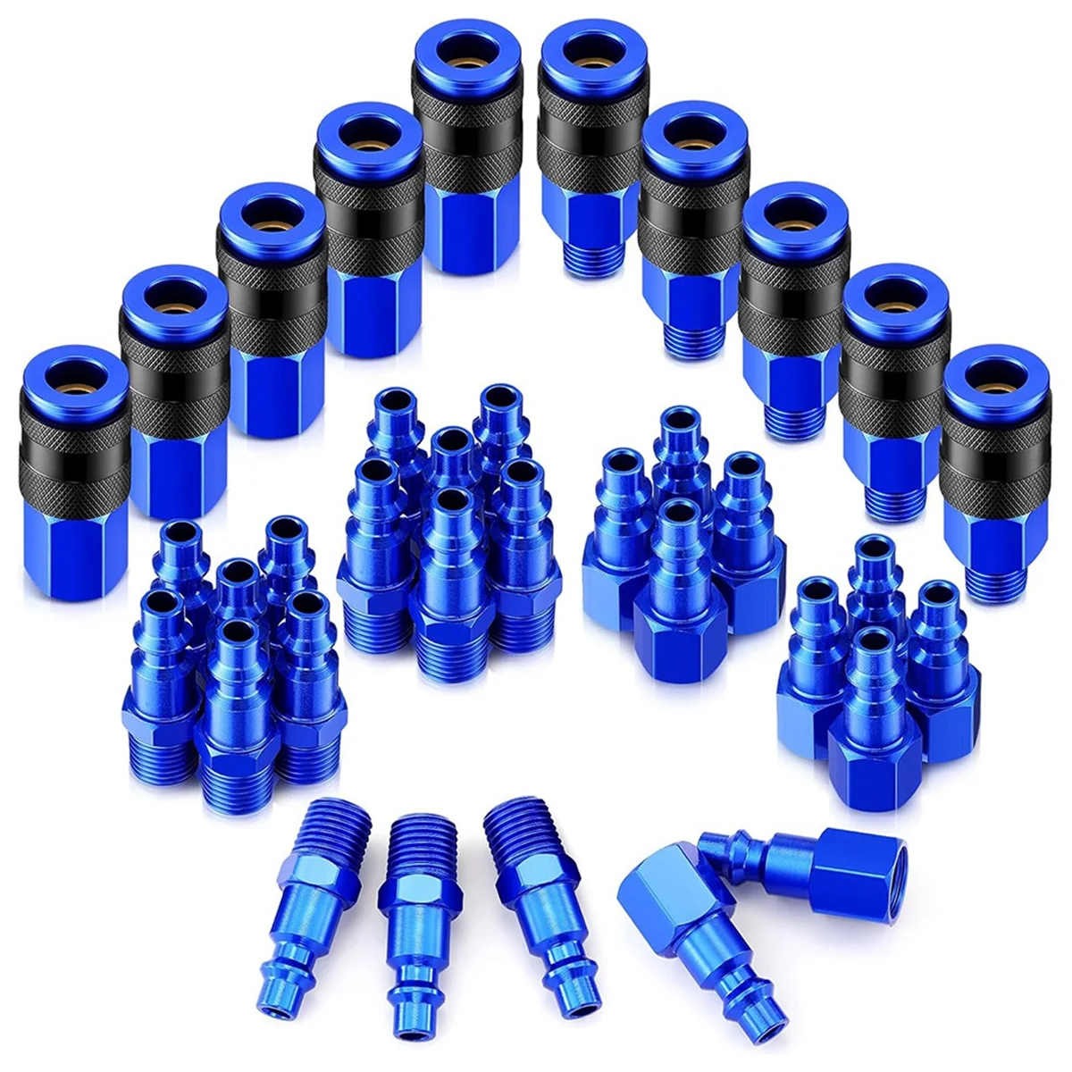 35 Pieces Air Hose Fittings 1/4inch NPT Aluminum Air Coupler and Plug Kit Air Tool Fittings Heavy Duty Air Fittings