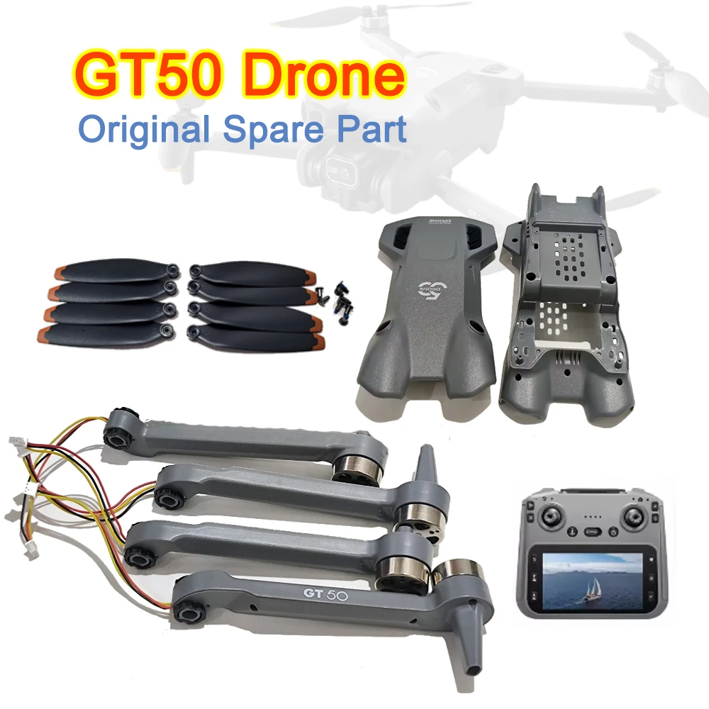 

Оригинальные запчасти GT50: пропеллеры GT50 / корпус (верхняя и нижняя части) / контроллер с большим экраном / комплект из 4 кронштейнов для дрона GT50