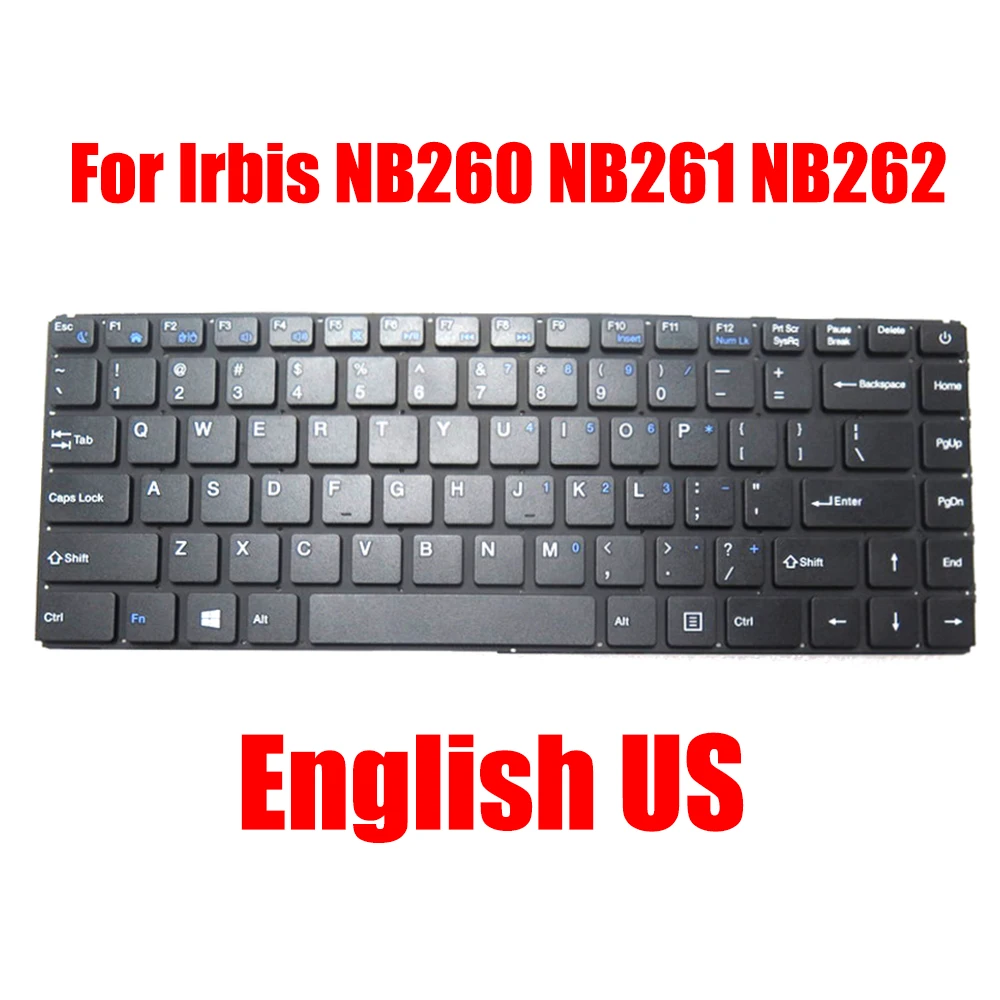 

Laptop Replacement Keyboard For Irbis NB260 NB261 NB262 English US Black Without Frame New