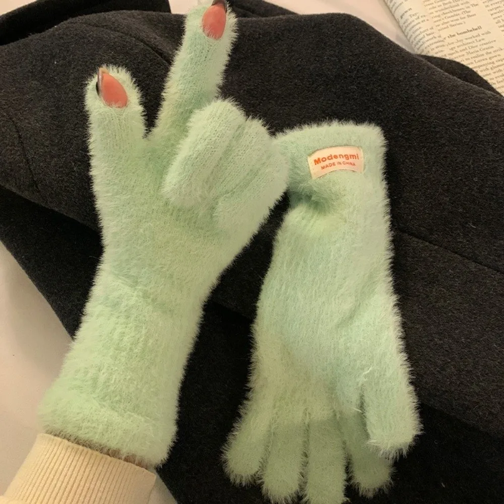 Koreanische warme Winterhandschuhe Nerz Fleece weiche dicke gestrickte Handschuhe Samt Fäustlinge Weihnachtsgeschenk