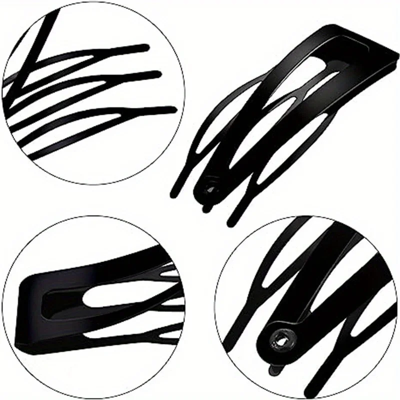 8pcs Unique Snap Hair Clips 3 Prong Hair Clips Water Drop Metal Hairpins Monochrome Hair Barrettes Hair Accessories
