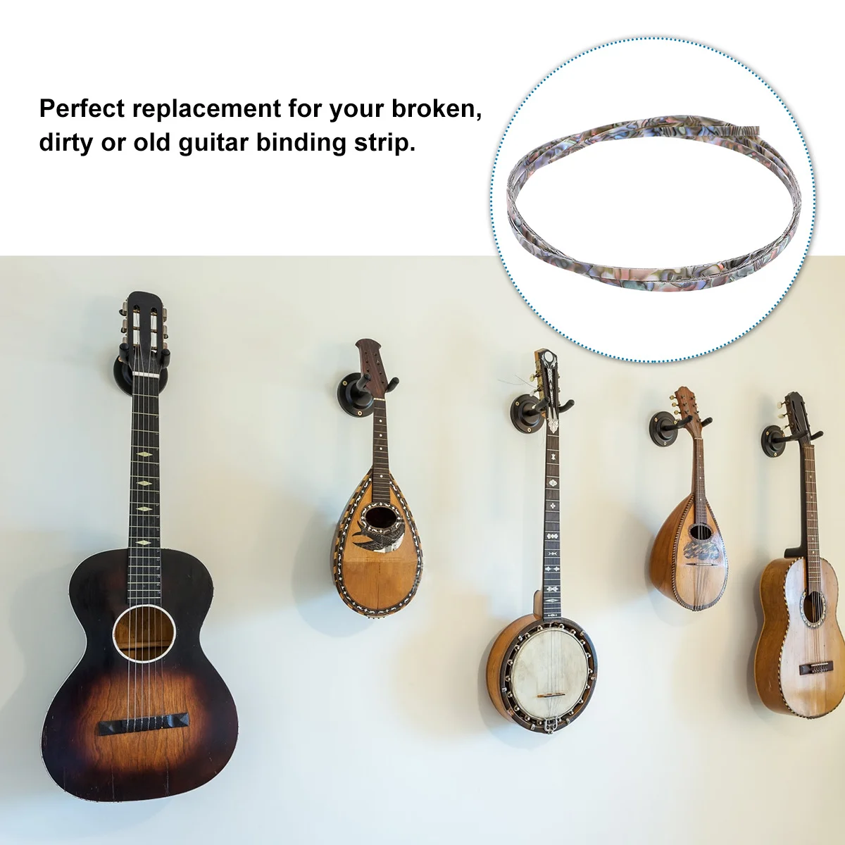 

2Pcs Guitar Binding Purfling Strips Durable ABS Material Perfect for Guitar Ukulele Mandolin Banjo Repair DIY Project Trim Inlay