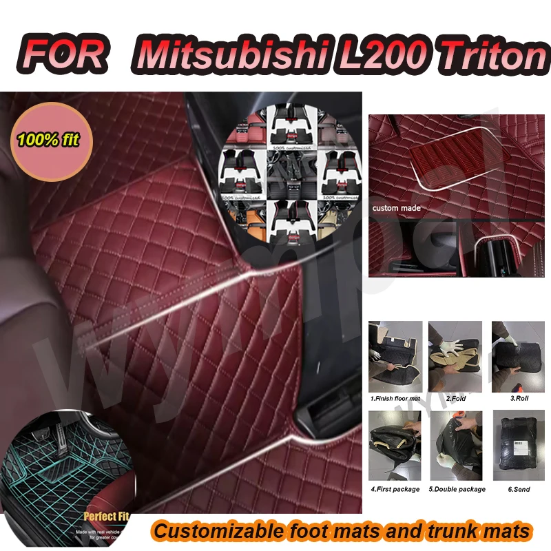 

LUXURY Custom Automotive Car Floor Mats For Mitsubishi L200 Triton 2016 2017 2018 Auto Luxury Leather
