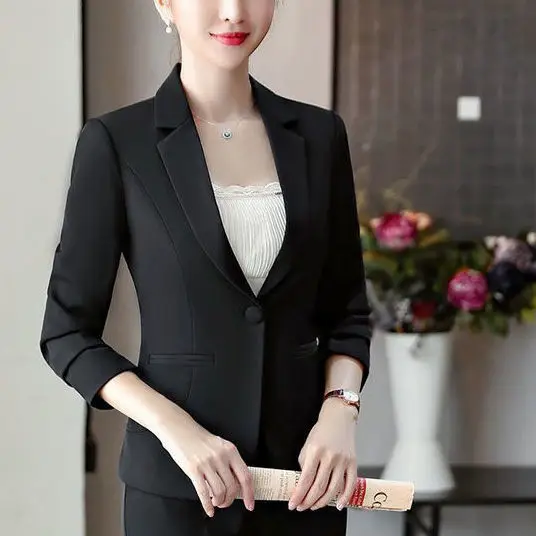 

Korean Popular Clothes Old Money Style Woman Black Blazer Lady Coat Basics Printting Advanced Thinner Dopamine Goddess Zippered