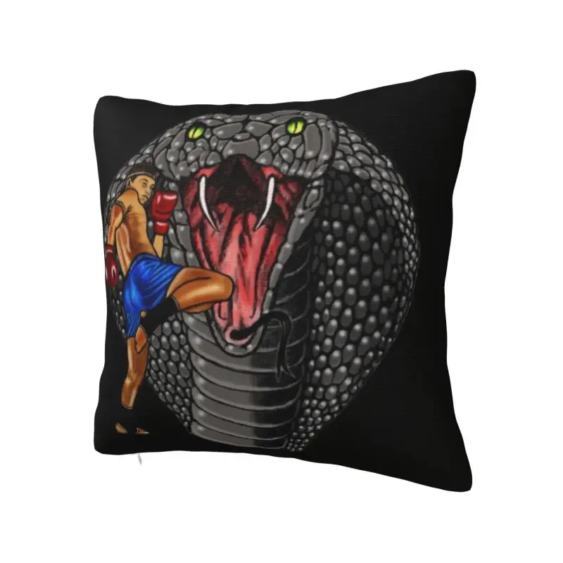 Luxury Gray Cobra Muay Thai Cushion Covers Polyester Martial Art Fighter Pillow for Sofa Car Square Pillowcase Home Decorative