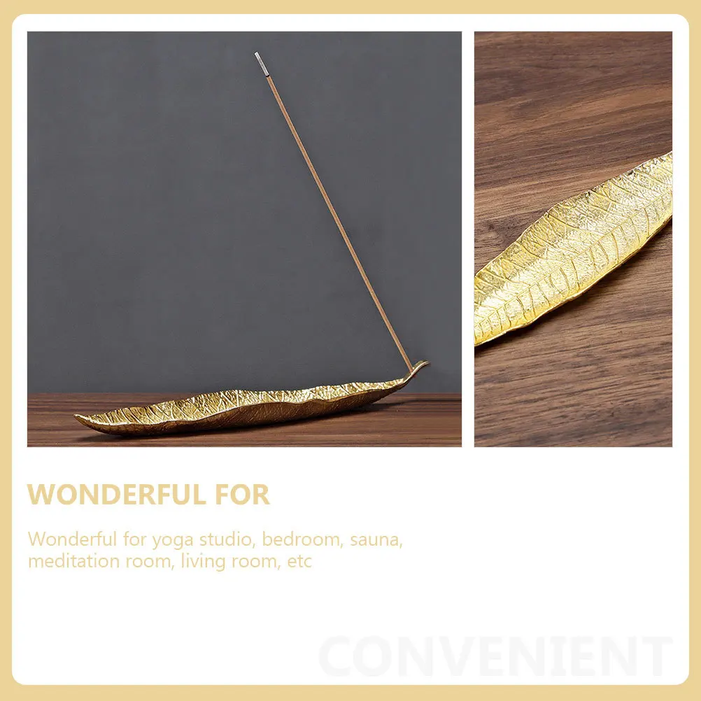

Incense Stick Holder Zinc Alloy Leaf Shaped Burner Tray Ash Catching Desktop Decor Home Censer Incense Accessory Aroma