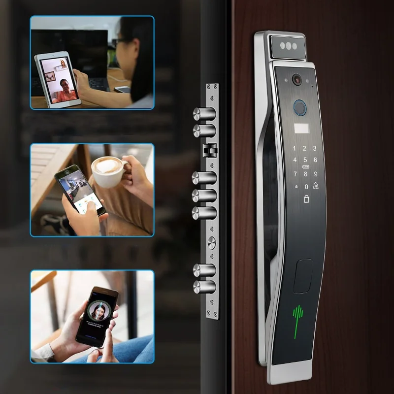 

Rfid Passcode Biometric Video Intercom Fingerprint 3d Face Recognition Door Lock Wifi 2022 Tuya Smart Lock with Camera