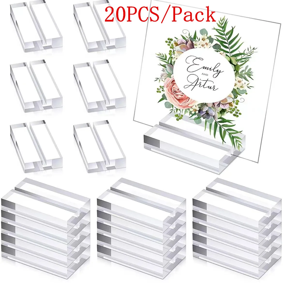 

Wholesale 20PCS/Pack Table Number Stands Acrylic Clear Display Stands Place Card Holders for Wedding table Decor