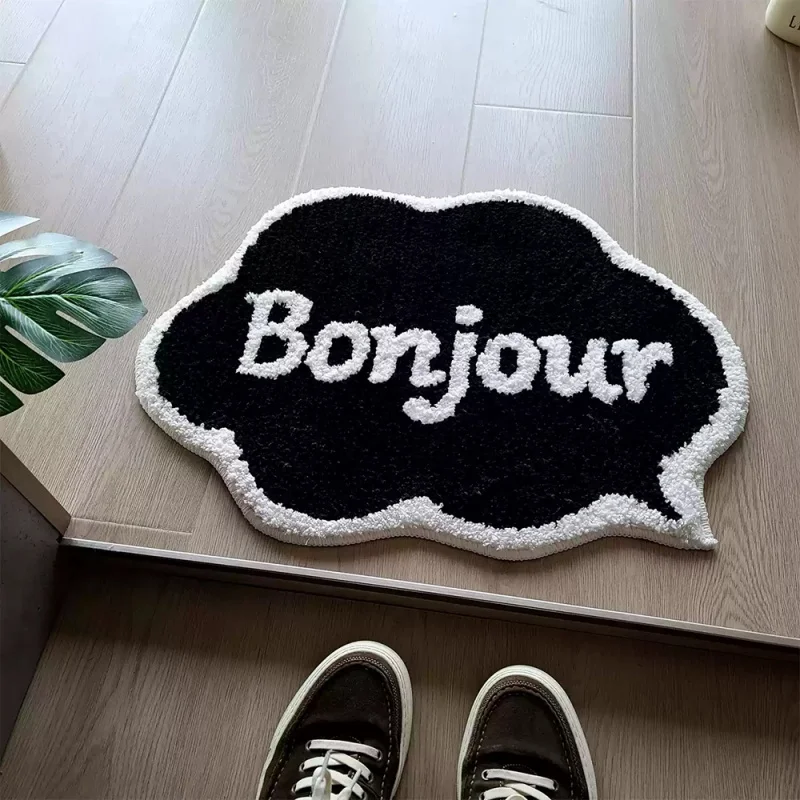 VIKAMA Creative Black-White Bubble Print Home Decor Carpet, Non-Slip, Dirt-Proof. For Entryway, Bathroom, Kitchen Soft Floor Mat