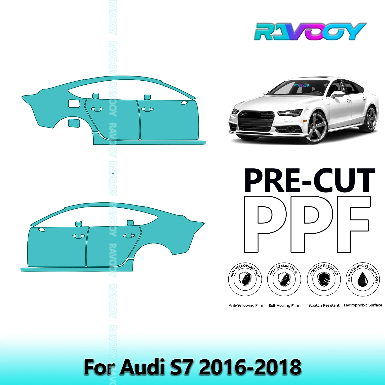 

For Audi S7 2016-2018 8.5mil Clear Matte Pre-Cut PPF Door & A/B Pillar Kit TPU Paint Protection Film Set