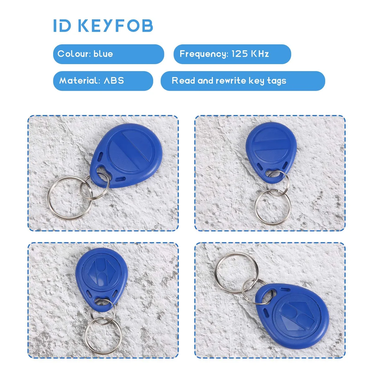 A93P 50 PCS Writable 125KHz RFID Key Fob Proximity ID Card Token Tag Rewritable T5577 Universal