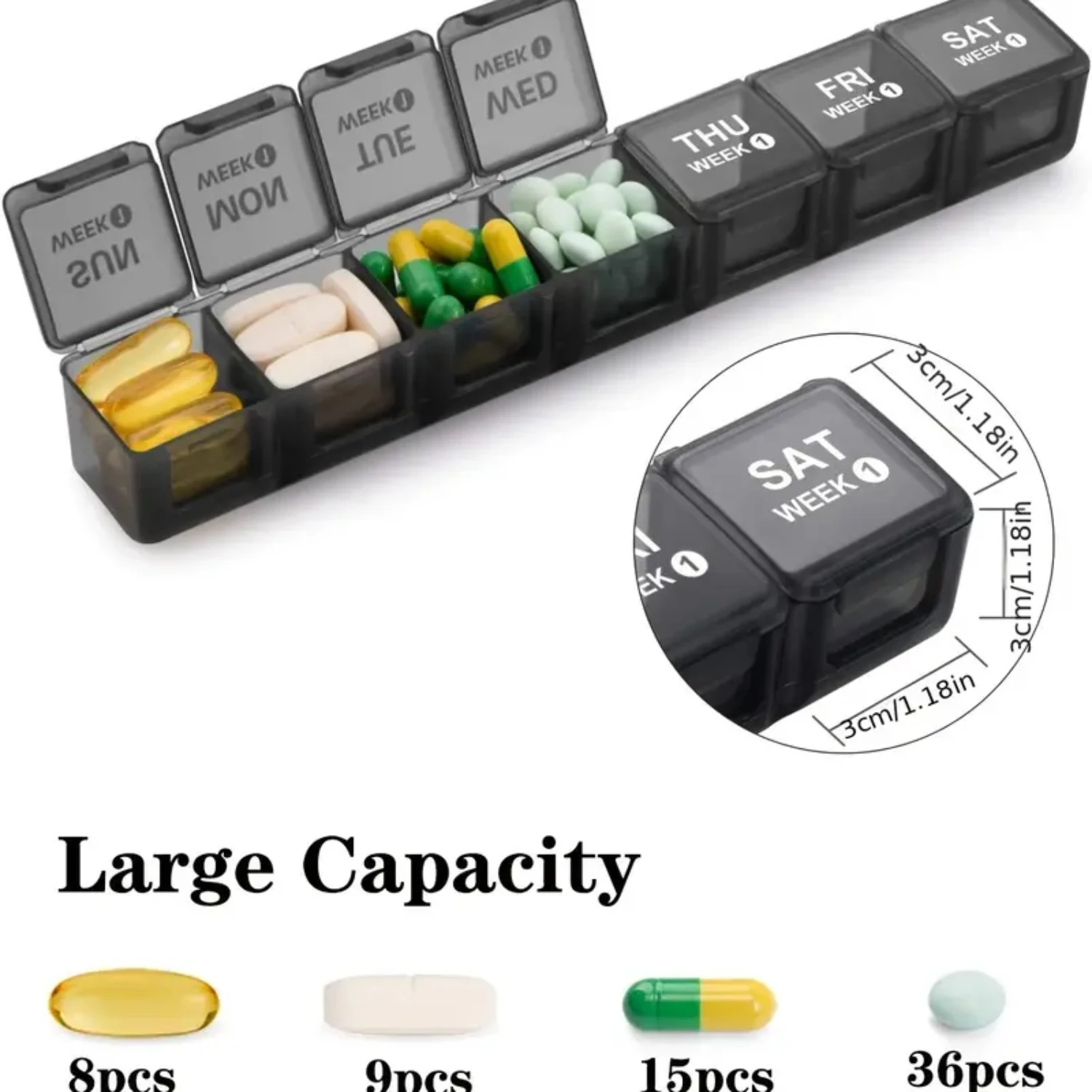 Conveniente grande organizador de comprimidos mensal de 4 semanas com estojo à prova de poeira para fácil armazenamento e acesso - Organize óleos de peixe, vitaminas,
