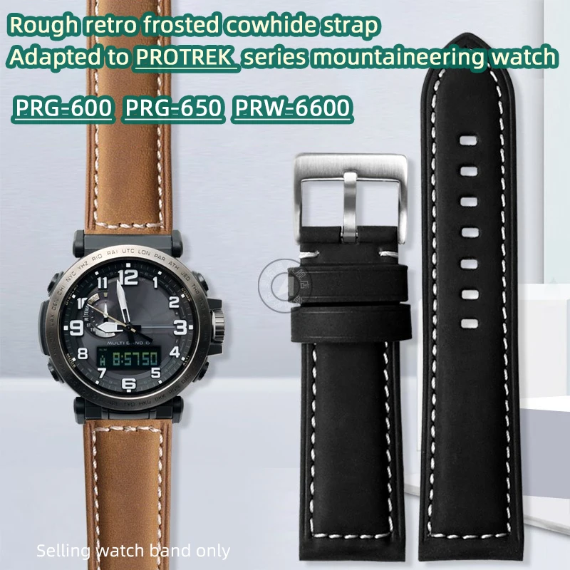 

Modified PRG 650/660 Leather Strap For Casio PROTREK Strap Retro Mountaineering PRG-650 600 PRW-6600 Men Watch Chain Parts 24mm