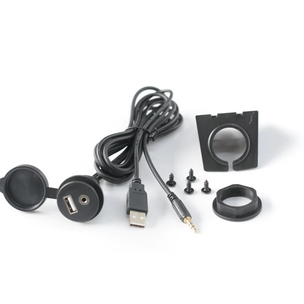 USB 3.0 & 3.5mm AUX Extension Mount Dash Panel Mount Converter Threaded Fixed Dash Mount Flush Mount Panel Cable Accessories