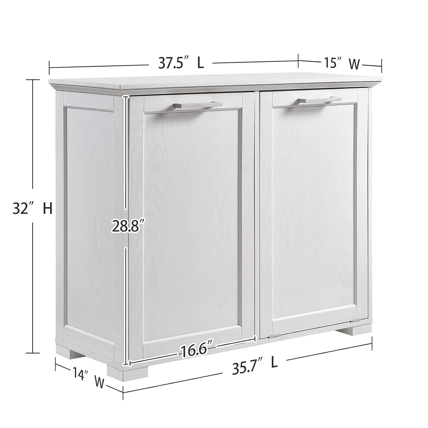 Double Tilt Out Trash Cabinet, Wooden Kitchen Garbage Can Free Standing Holder (White)…