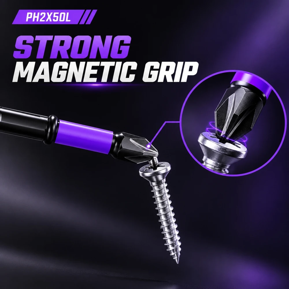 Quick Change Magnetic Screwdriver Bit Set D1 Steel Anti Slip Phillips Head 1/4 Inch for Power Drills Hand Tools