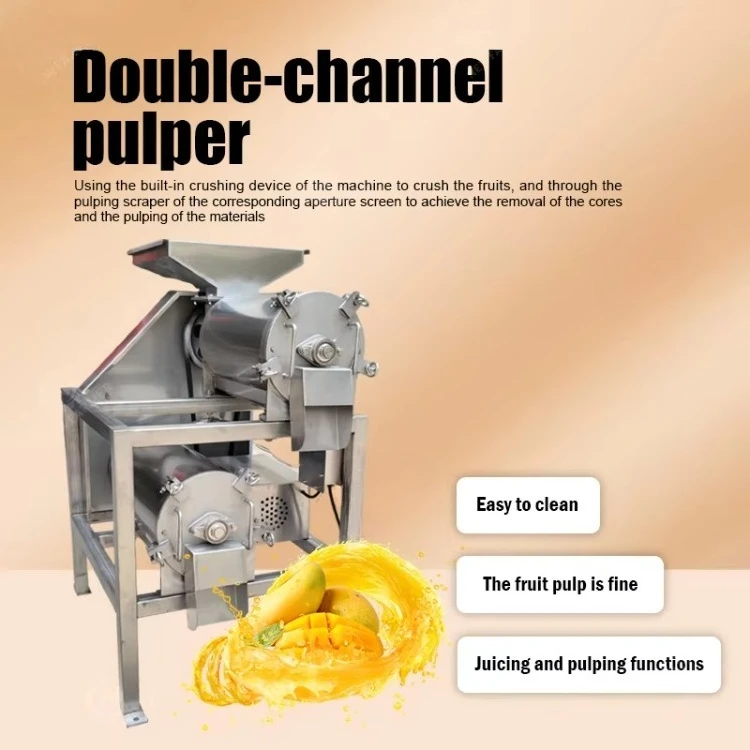 High Capacity Dual Channel Fruit Pulper Motor Continuous De-Nuclear Pulping Machine for Commercial Use High Productivity Mango
