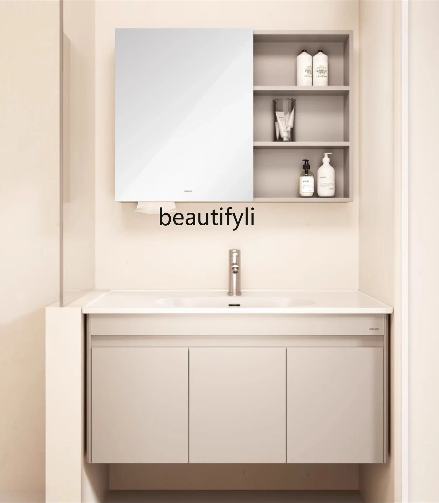 New bathroom cabinet integrated ceramic basin mirror cabinet modern simple bathroom washstand