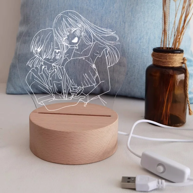 Anime The Dangers In My Heart Night Light Wooden Desk Light Action Figure Kids Toys Collection Gift