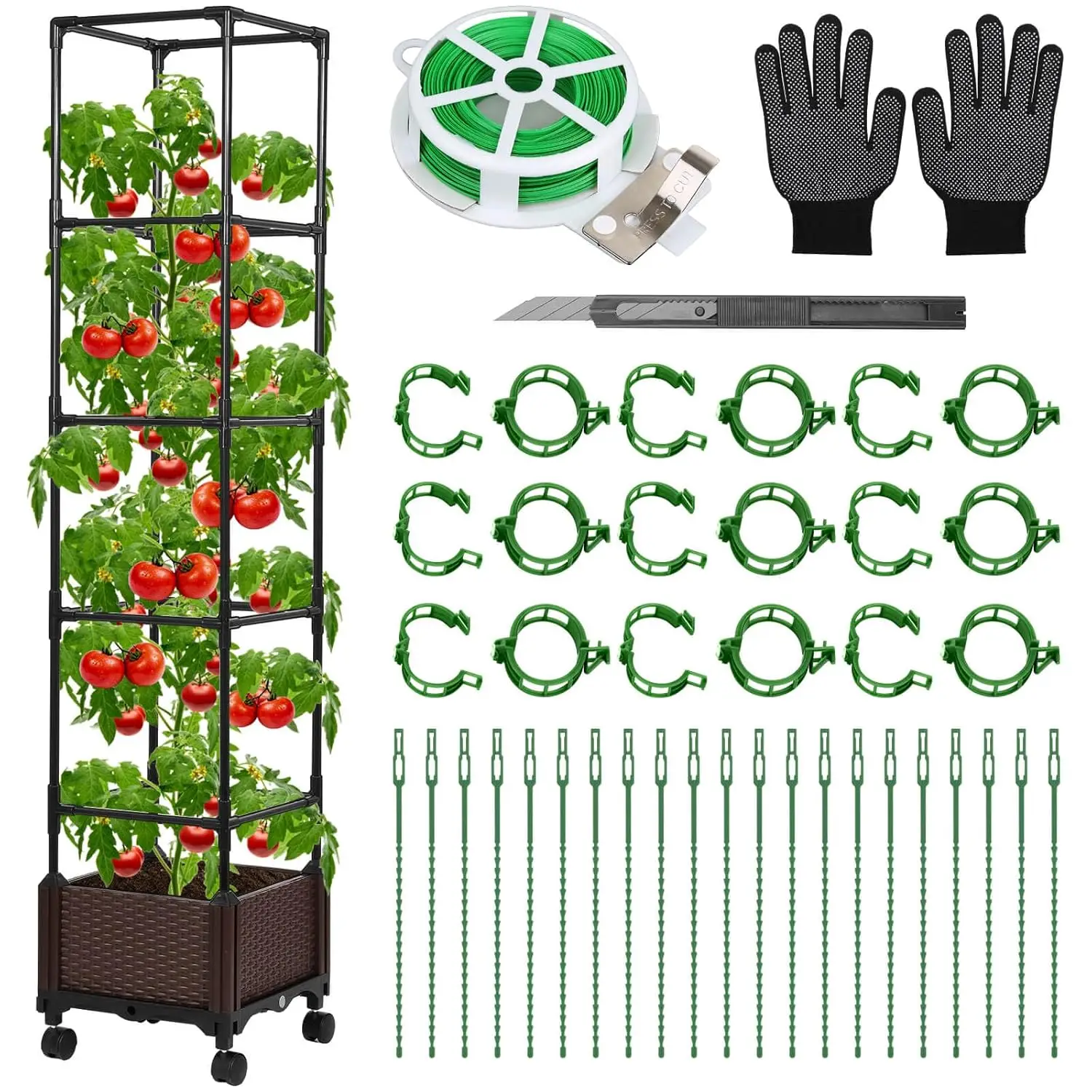 

Self Watering Tomato Planter with Trellis, 55.9" Raised Garden Bed with Trellis, Plant Supports for Tomatoes, Climbing Plants