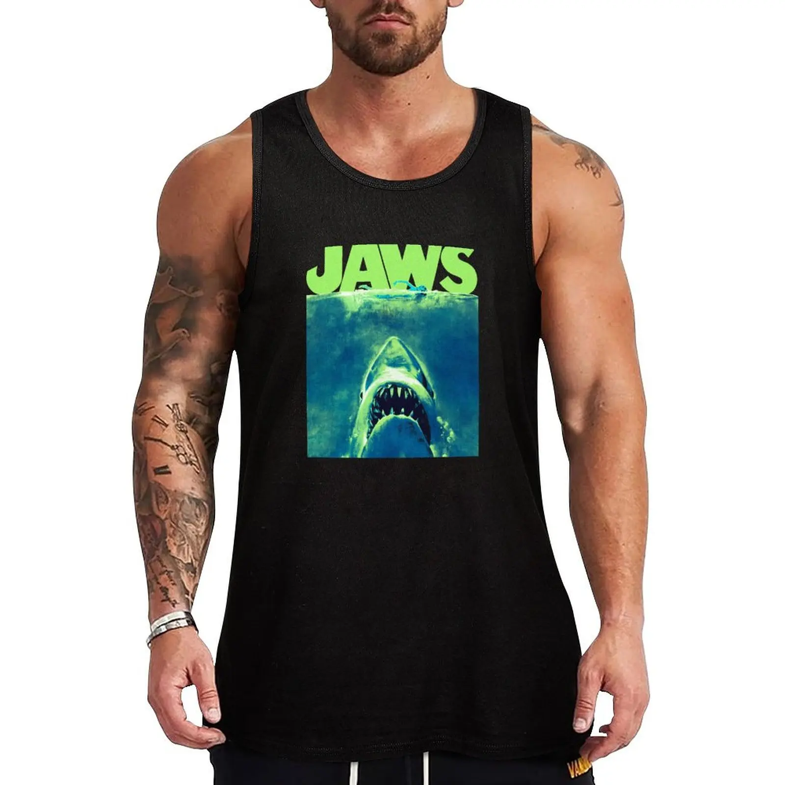 Jaws Surfacing Neon Poster Logo Tank Top Everyday Wear Tank Top Comfortable Lightweight Shirt