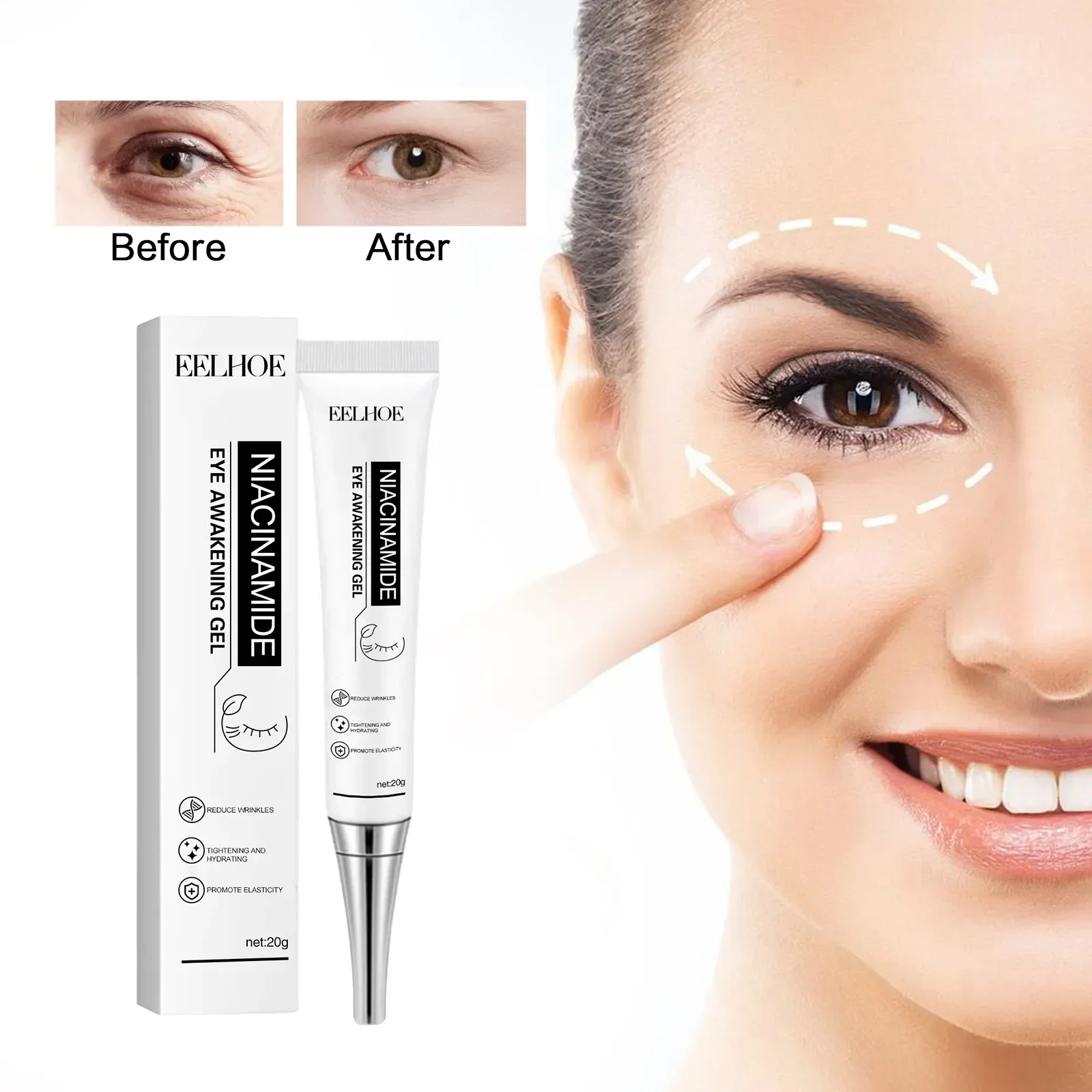 Crème Anti-déformable pour les Yeux, Produit au Collagène, Raffermissant, Estompe la Peau, Ridules, Anti-cernes, Bouffissures, Éclaircissant, Soin Instantané