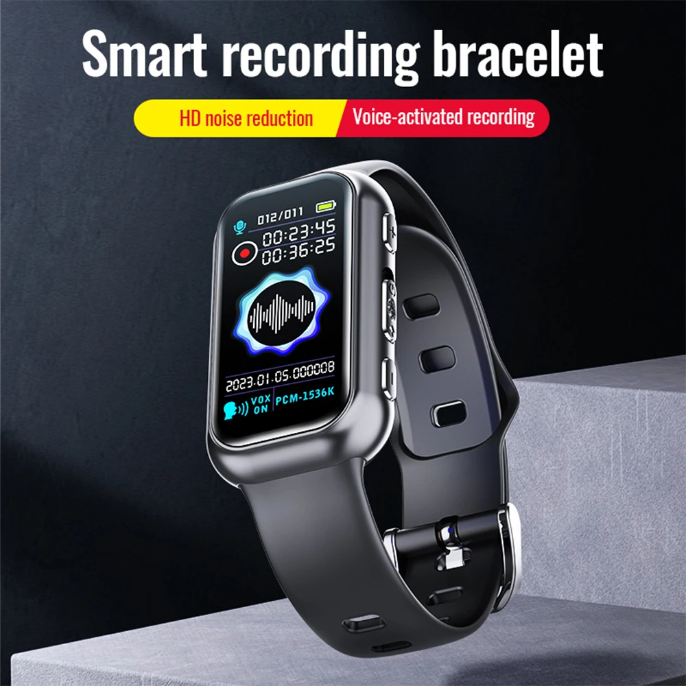 Digital Voice Recorder 16G 64G Wrist Watch Voice Activated Dictaphone Noise Reduction Sound Recording MP3 Player for Business