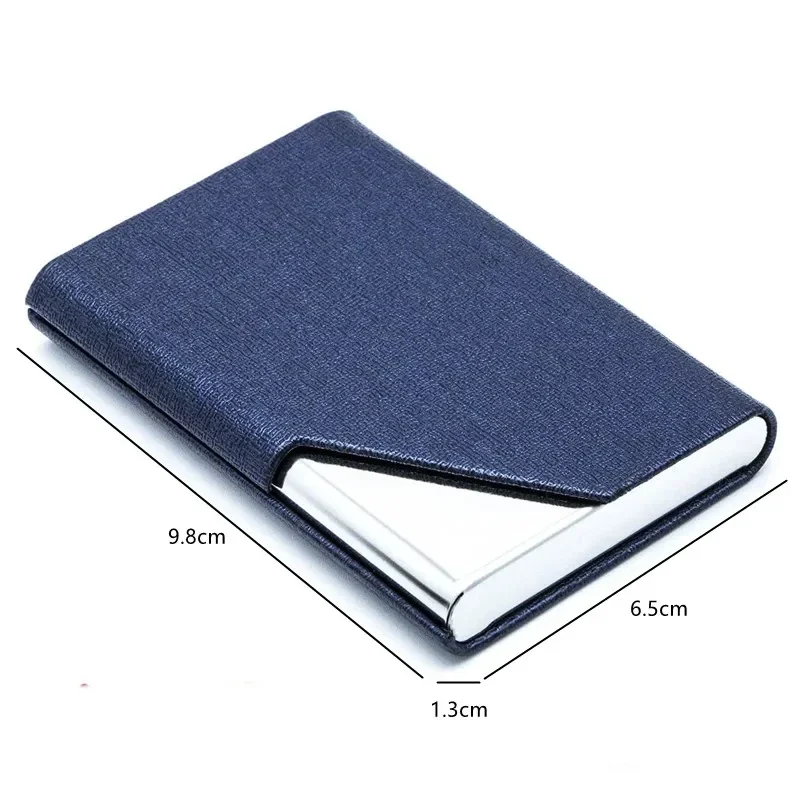 Business Card Holder with Magnetic PU Leather Stainless Steel Business Card Case ID Name Card Case for Men Women Office 95*63mm