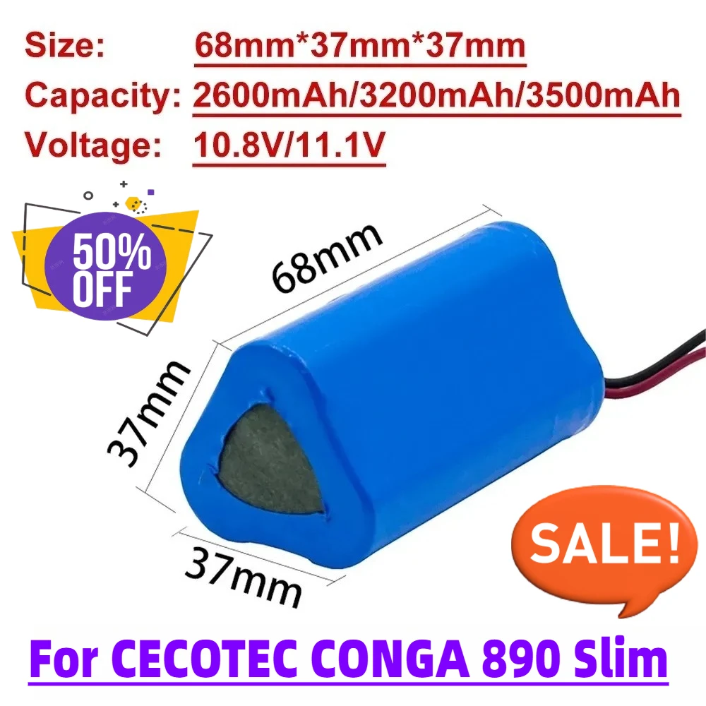 11.1V Lithium Battery for CECOTEC Used in CONGA Slim 890 Wet Robot Vacuum Cleaner Battery